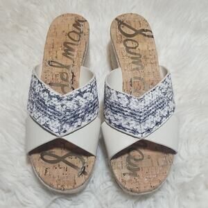 NEW! Sam Edelman Rora Slide Wedge Espadrille Ivory Snakeskin Sandals